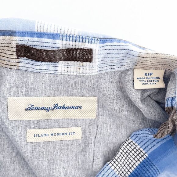 Tommy Bahama Men's Casual Button Down Shirt Plaid Island Modern Fit Blue Small - Picture 4 of 8